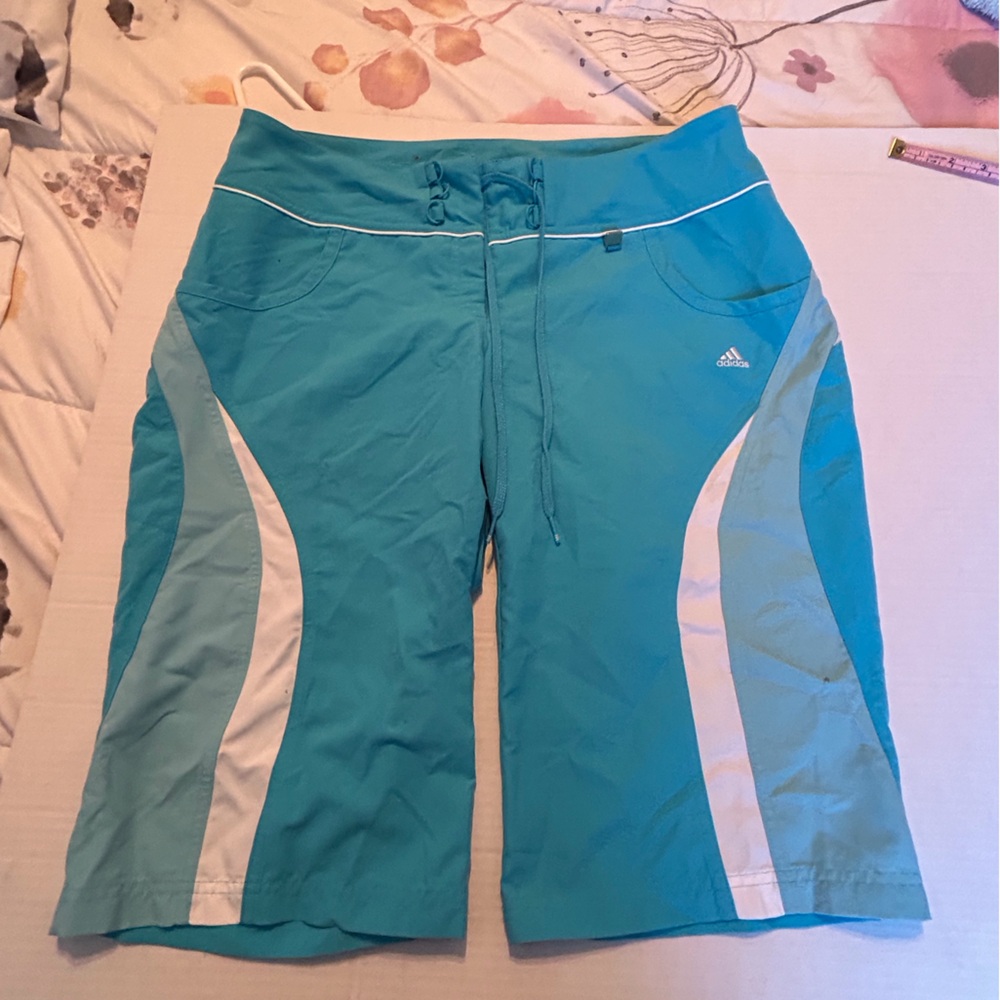 Adidas Turquoise and White Board Shorts